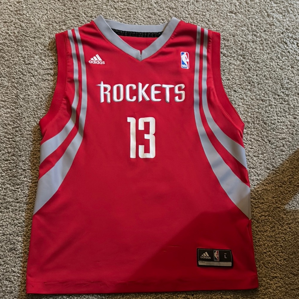 Adidas Red Rockets Jersey with Gray Stripes